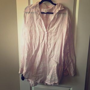 Plaid pink linen tunic GAP TALL size large